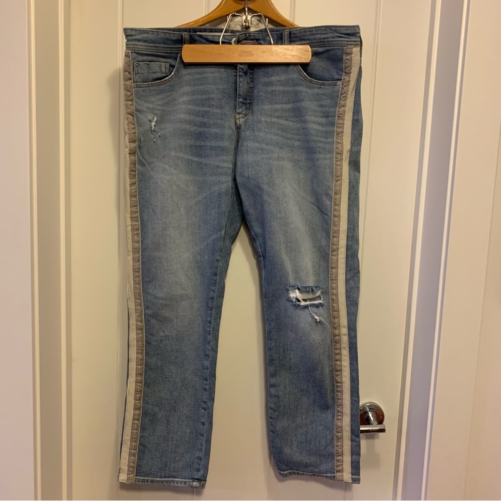 Pilcro and the Letterpress Light Blue Jeans with Beige Trim